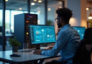 it specialist providing remote technical support to client through online software platform
