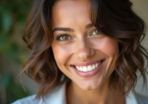 woman smiling confidently showing bright teeth