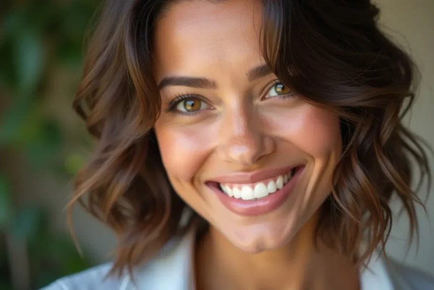 woman smiling confidently showing bright teeth