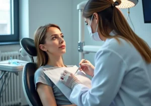 person getting dental implants