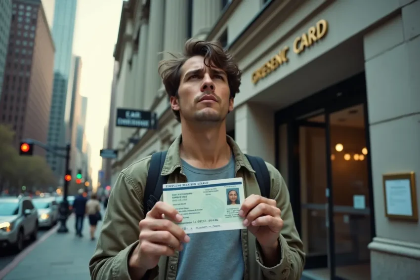 person holding their green card