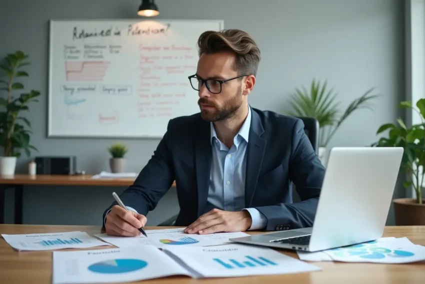 business owner reviewing affordable printing options to reduce company expenses