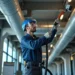 technician cleaning air ducts to improve indoor air quality