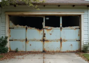 broken garage door illustrating costly risks of ignored repairs