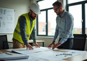 contractor discussing different commercial construction methods with property owner