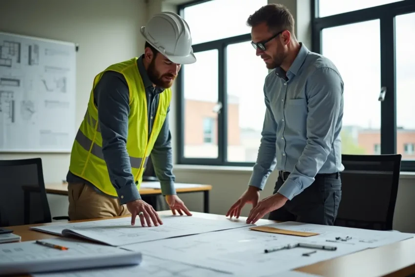 contractor discussing different commercial construction methods with property owner