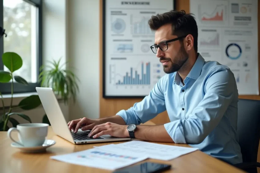 entrepreneur reviewing financing tools to expand growing e commerce business