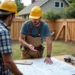 homeowner discussing project plans with professional fence and deck builder