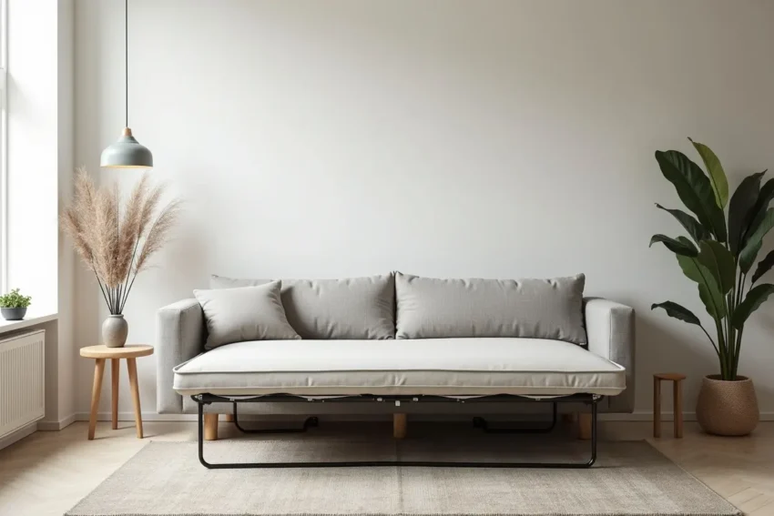 foldable sofa bed saving space while providing comfortable guest seating
