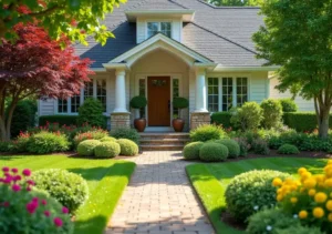 landscaper enhancing front yard design to improve home curb appeal