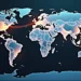 digital illustration showing global money transfers across world map