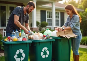 person recycling household items to save money and protect environment