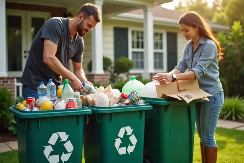 person recycling household items to save money and protect environment
