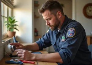 hvac technician repairing thermostat failure in prescott valley home