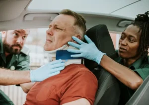 car accident victim consulting lawyer to pursue rightful injury compensation