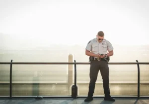 security guard keeping workplace safe