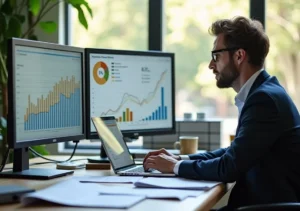 marketer analyzing campaign metrics transforming expenses into strategic investments