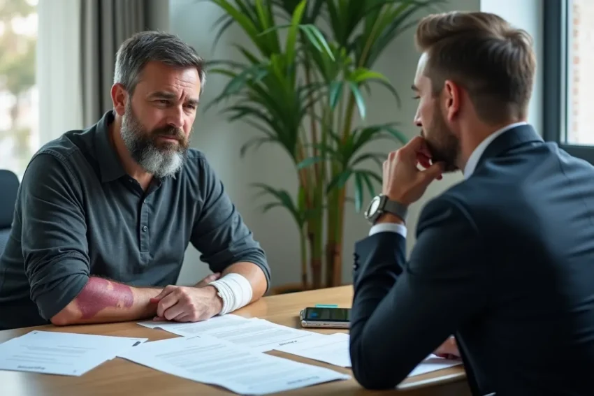 injured motorcyclist providing accident documents to lawyer for claim evaluation