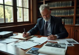 lawyer reviewing evidence to prove negligence in motorcycle accident case