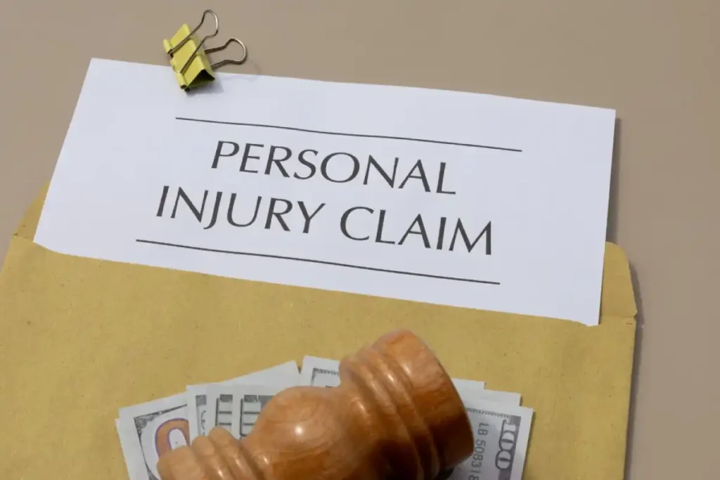 legal paperwork with gavel and cash representing personal injury claim