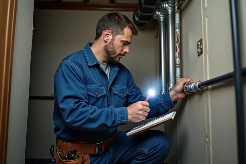 plumber inspecting pipes to ensure reliable household plumbing services
