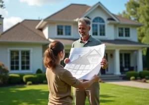 homeowner evaluating roof design impact on curb appeal and efficiency