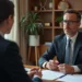 lawyer consulting injured client about slip and fall lawsuit