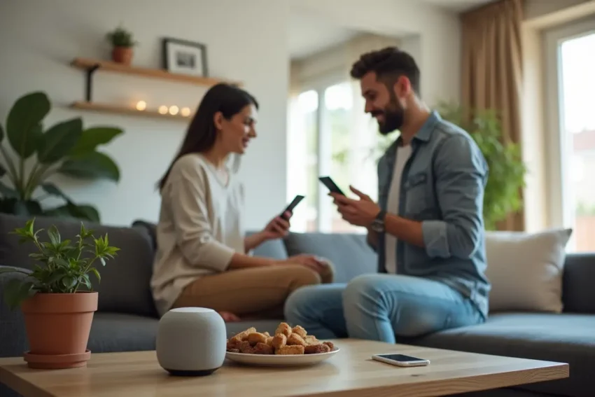 homeowner controlling smart devices to enhance everyday home convenience