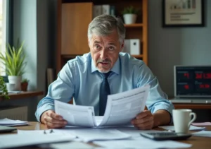 small business owner surprised by unexpected tax obligations and financial burden