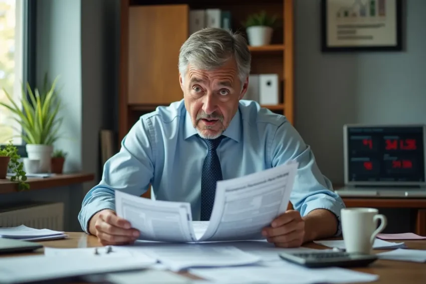 small business owner surprised by unexpected tax obligations and financial burden