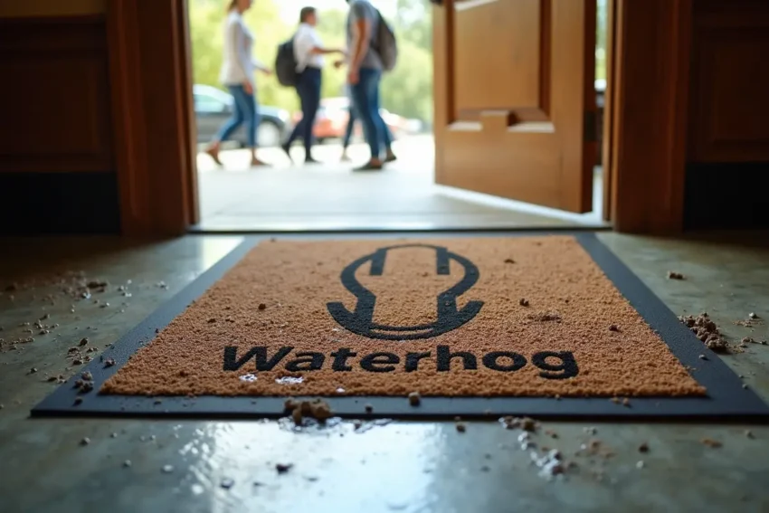 waterhog mat trapping dirt and moisture in busy high traffic entryways