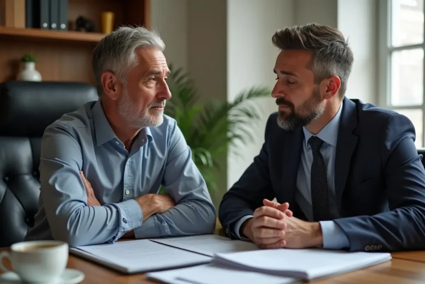 injured worker consulting with attorney about workers compensation claim