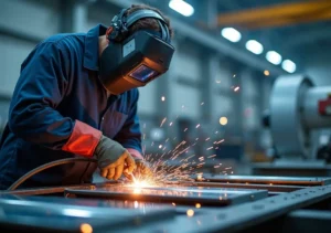 welder using advanced technology shaping modern industrial engineering