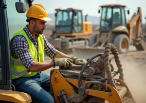 construction worker using equipment attachments to increase jobsite productivity