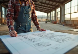 farmer planning functional design to improve modern agricultural building efficiency