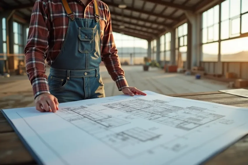 farmer planning functional design to improve modern agricultural building efficiency