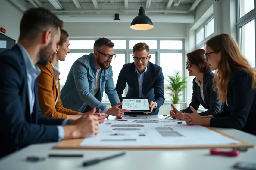 designer collaborating with product design agency to develop innovative solutions