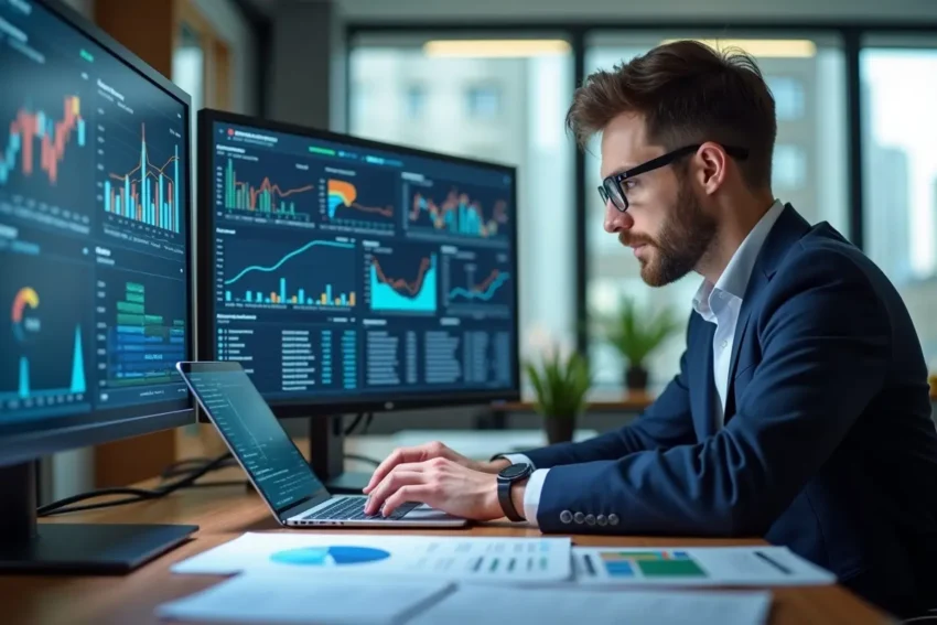 digital marketing expert analyzing performance data to drive measurable results