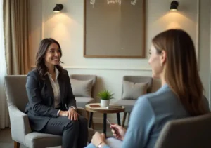 professional in upscale recovery center receiving supportive personalized sobriety care