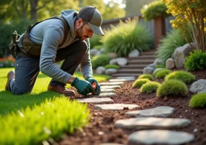 landscaper using proper equipment to create thoughtful and functional outdoor