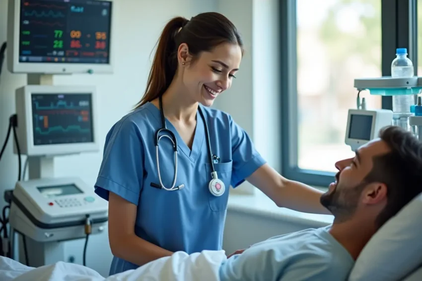 Respiratory Therapist treating the patient