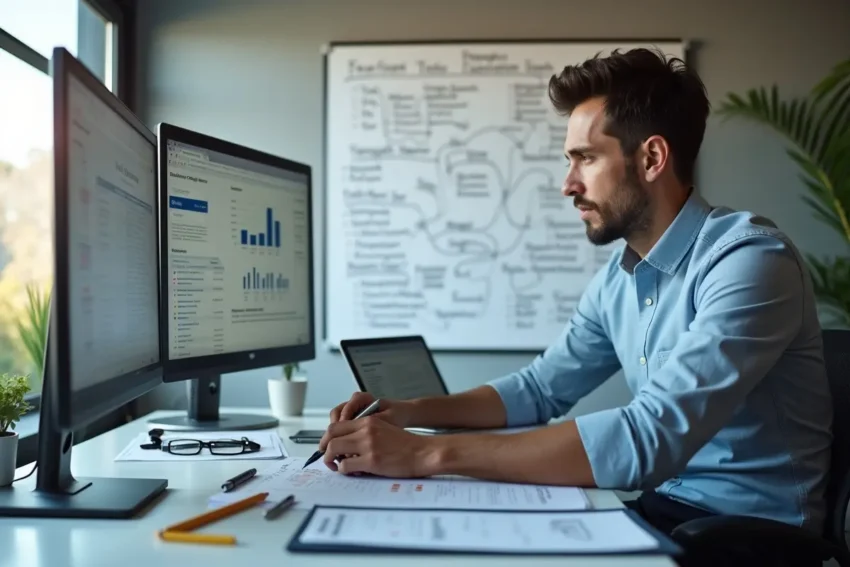 marketer planning content marketing strategies integrating strong seo practices