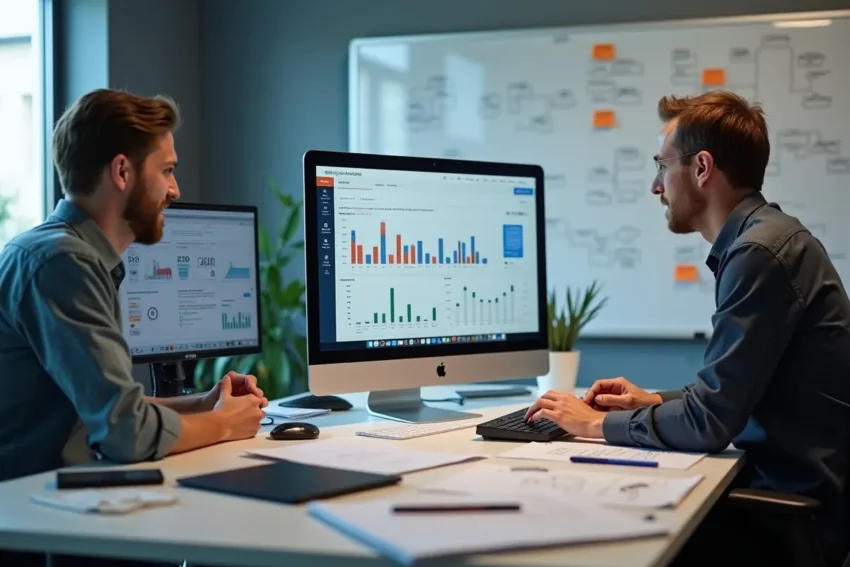 designer improving finance platform interface using design thinking principles