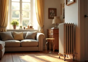 home heating radiator in cozy living room