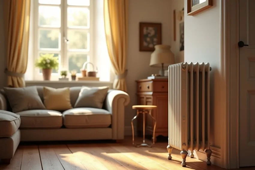 home heating radiator in cozy living room