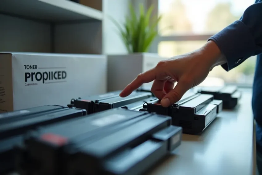 person choosing correct toner cartridge for specific printer model