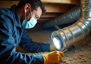 technician inspecting dirty residential air ducts for better performance
