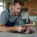 licensed plumber repairing residential kitchen sink pipes
