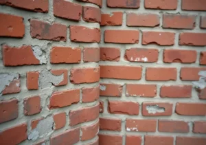 small masonry crack spreading along exterior brick wall