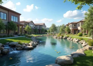new residential community with water features and amenities